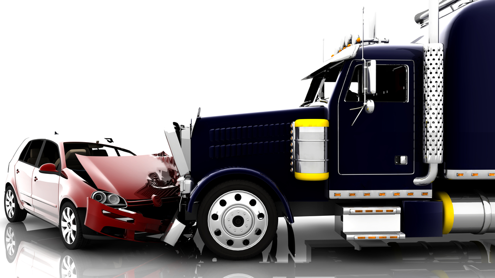 Truck and car involved in truck accident